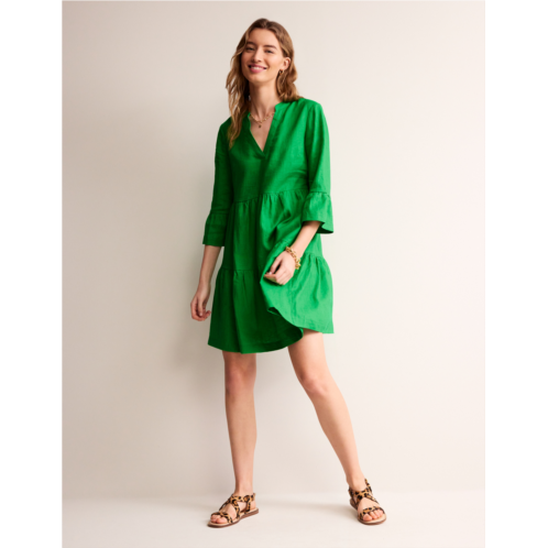 Boden Sophia Linen Short Dress - Bright Green