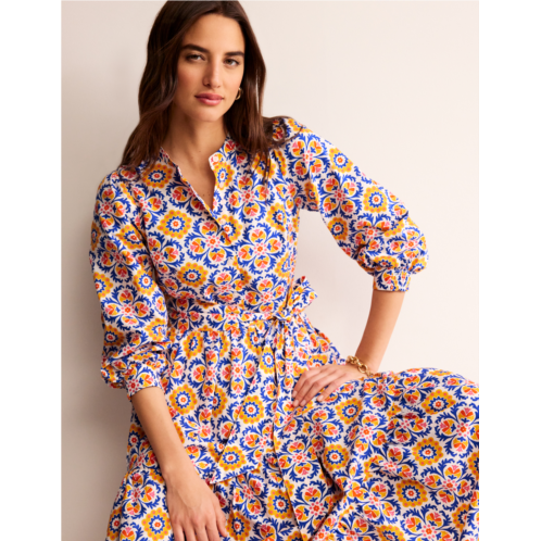 Boden Alba Tiered Cotton Maxi Dress - Artisans Gold, Mosaic Bloom