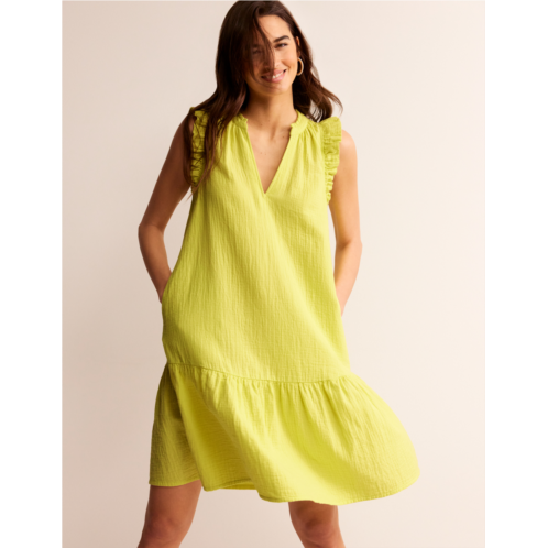 Boden Daisy Double Cloth Short Dress - Citrus Yellow