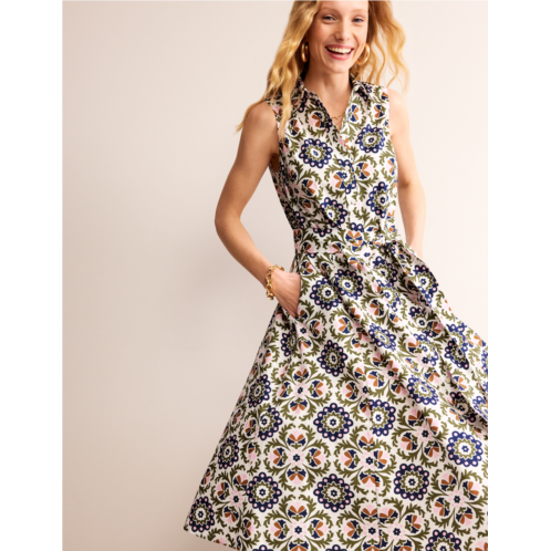 Boden Amy Sleeveless Shirt Dress - Mayfly, Mosaic Bloom