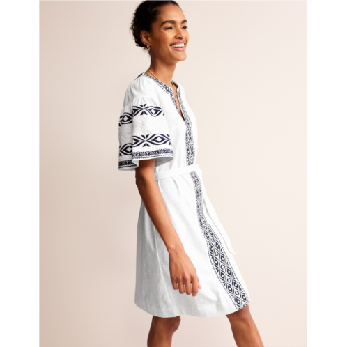 Boden Embroidered Jersey Short Dress - White