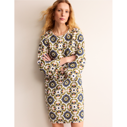 Boden Flare Linen Short Dress - Mayfly, Mosaic Bloom