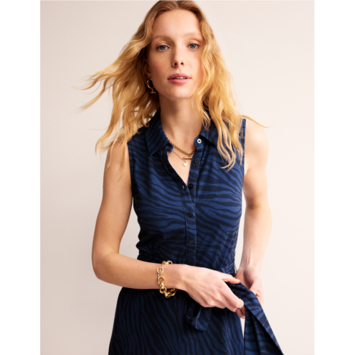 Boden Laura Sleeveless Shirt Dress - True Navy, Animal Stripe