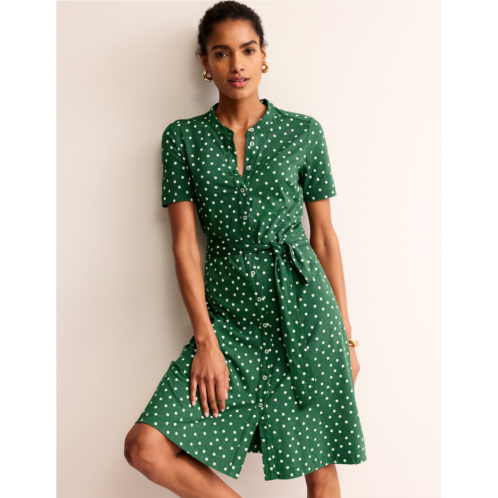 Boden Julia Short Sleeve Shirt Dress - Green, Scattered Brand Spot