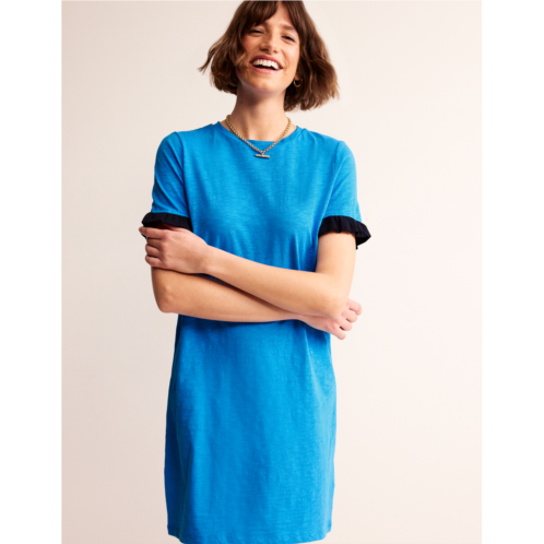 Boden Emily Ruffle Cotton Dress - Brilliant Blue
