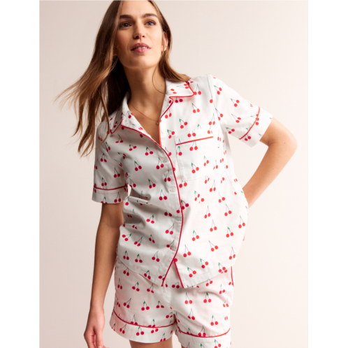 Boden Short Sleeve Pajama Top - Ivory, Cherry Vine