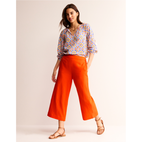 Boden Double Cloth Cropped Trousers - Mandarin Orange