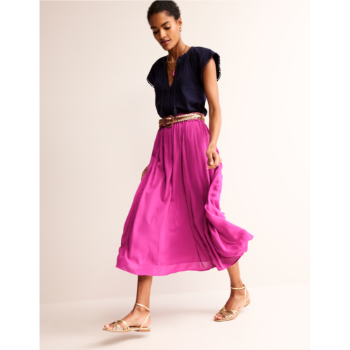 Boden Crinkle Midi Skirt - Phlox Pink