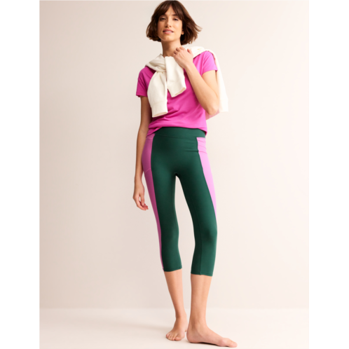 Boden Colour Block 7/8 Leggings - Green/Pink Colourblock