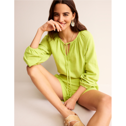 Boden Serena Doublecloth Blouse - Bright Chartreuse