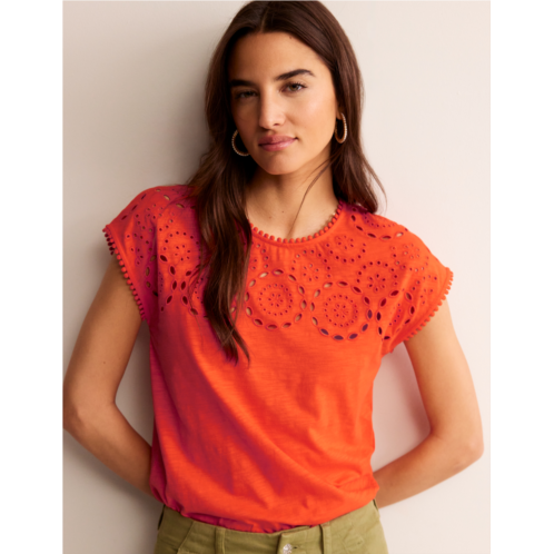 Boden Sasha Broderie T-Shirt - Mandarin Orange