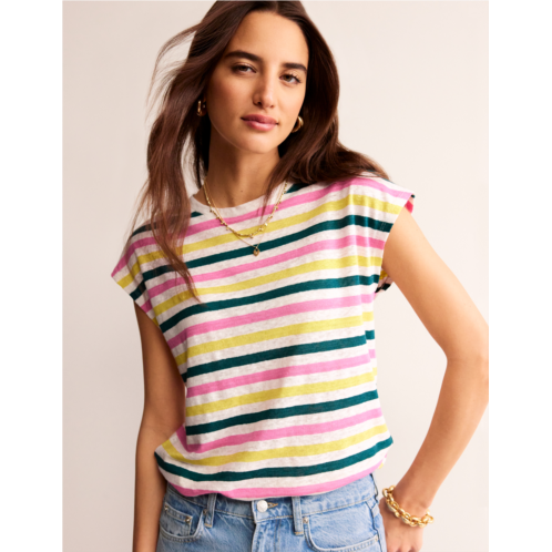 Boden Louisa Crew Neck Linen T-shirt - Multi Stripe