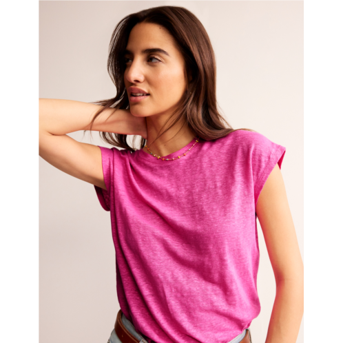 Boden Louisa Crew Neck Linen T-shirt - Sangria Sunset