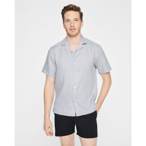 Clubmonaco Short Sleeve Yarn Dyed Linen Shirt