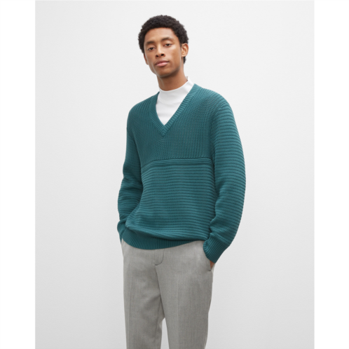 Clubmonaco Long Sleeve Mesh V-Neck Sweater