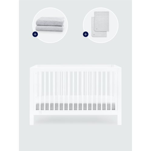 babyGap Charlie Crib with Grey Dots and Stripes Bedding Bundle