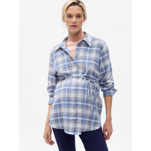 Gap Maternity Tie-Waist Plaid Shirt