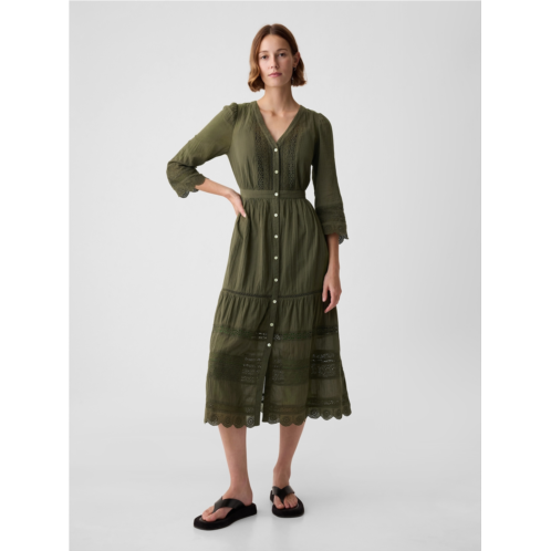 Gap Textured Crinkle Lace Midi Dress
