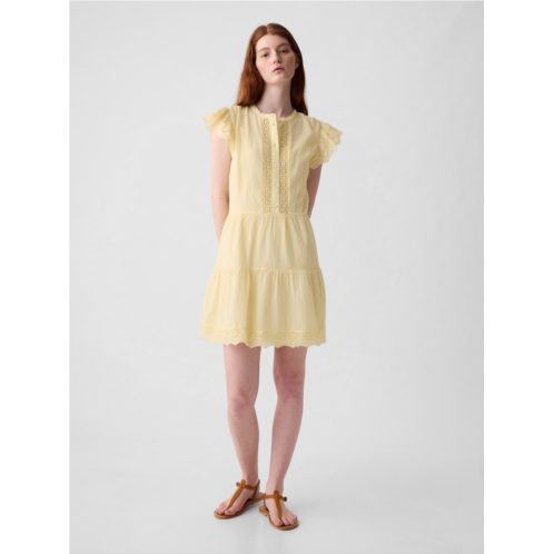 Gap Textured Crinkle Crochet Mini Dress