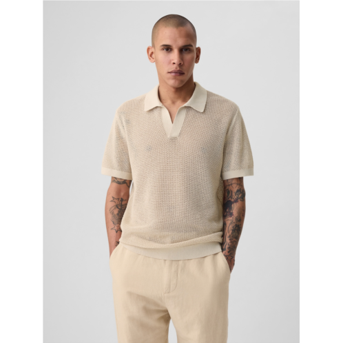 Gap Linen-Blend Textured Polo Shirt