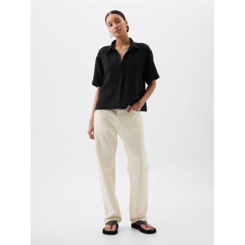 Gap Relaxed Gauze Popover Top