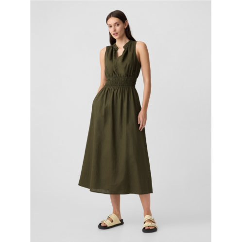Gap Linen-Blend Splitneck Maxi Dress