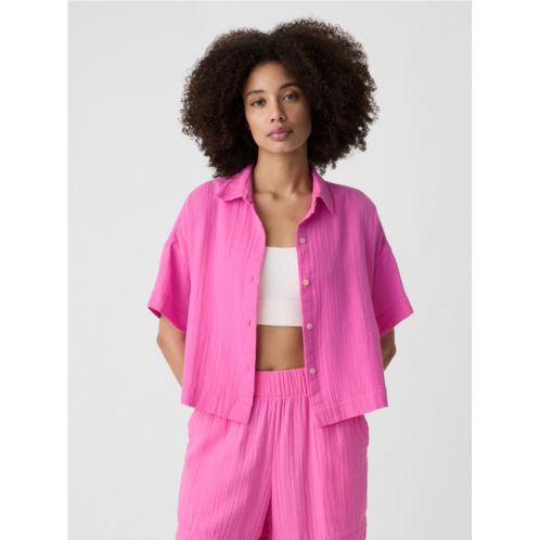 Gap Relaxed Cropped Gauze Shirt