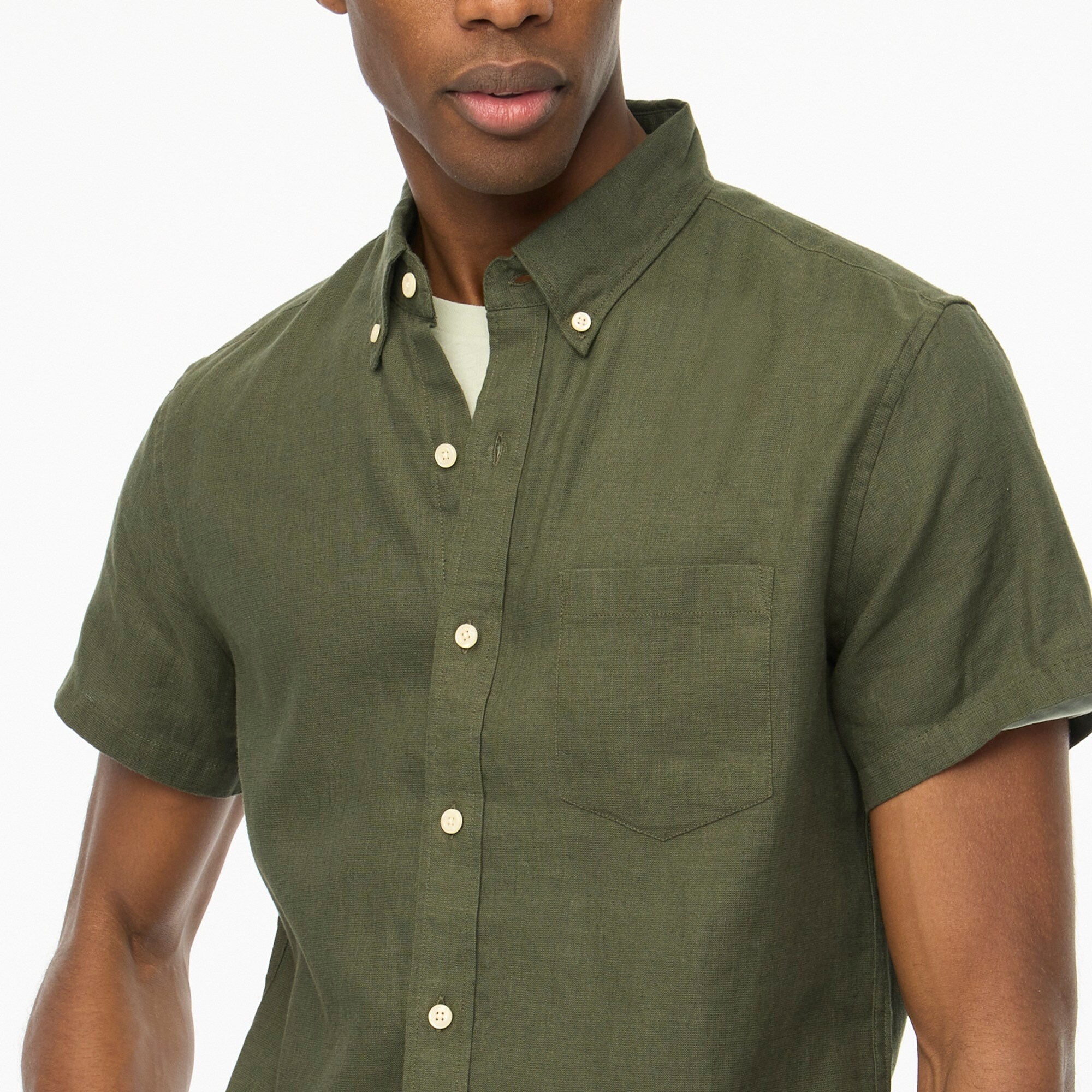 Jcrew Short-sleeve slim linen-blend shirt