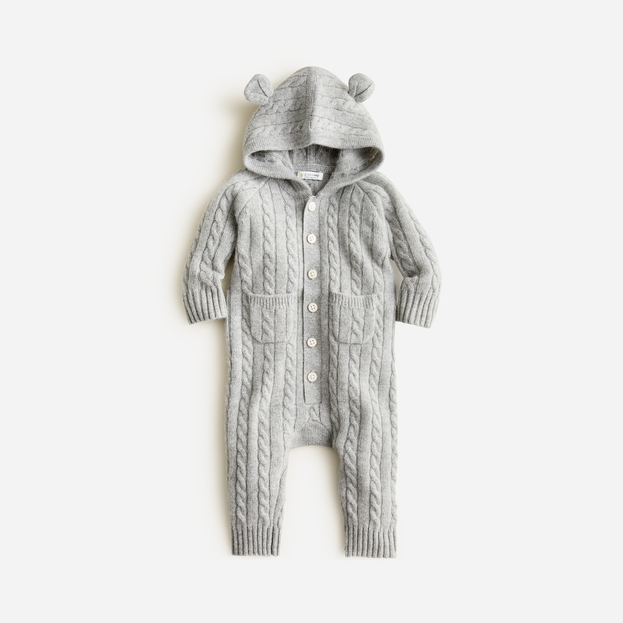 Jcrew Limited-edition baby cashmere cable-knit bear one-piece