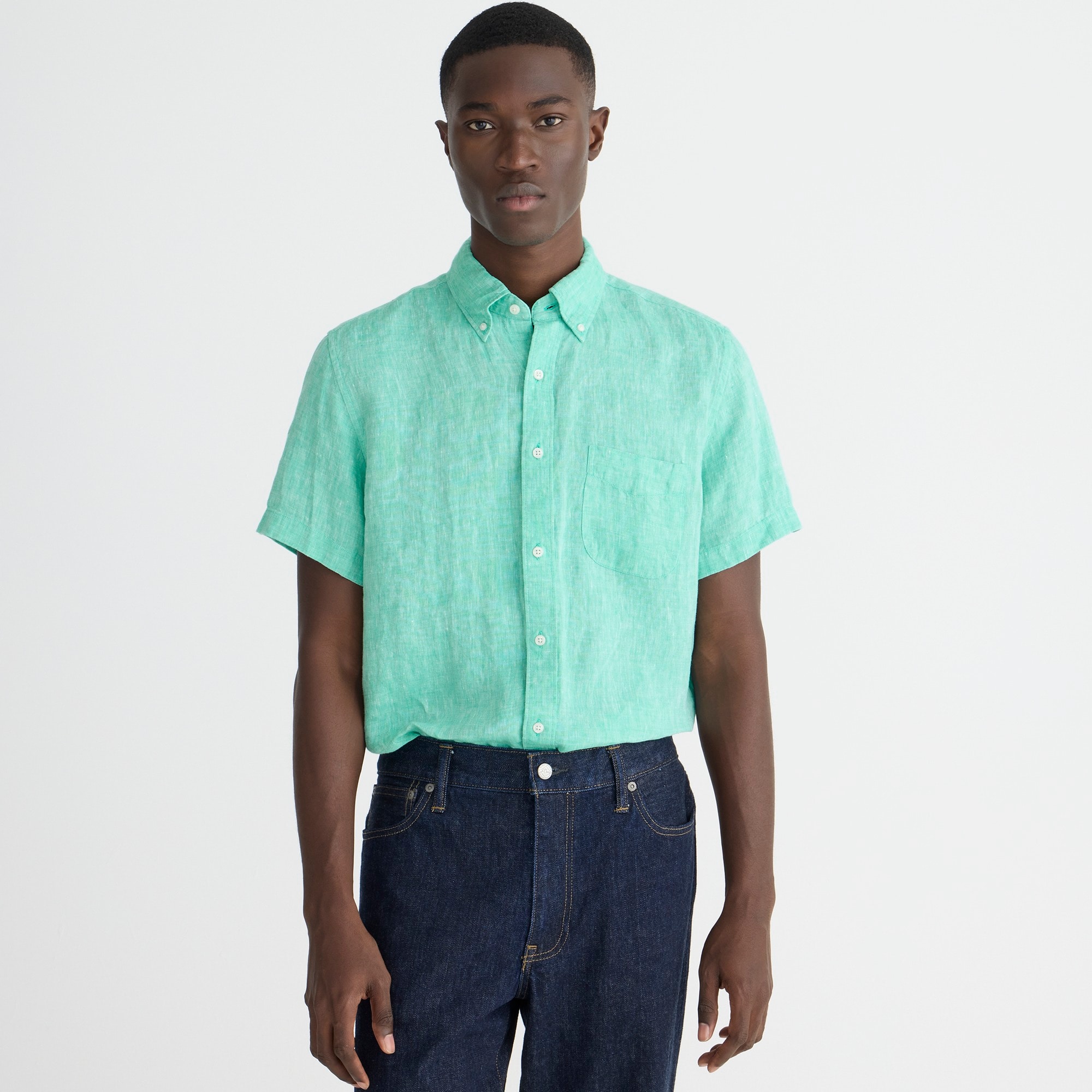 Jcrew Short-sleeve Baird McNutt garment-dyed Irish linen shirt