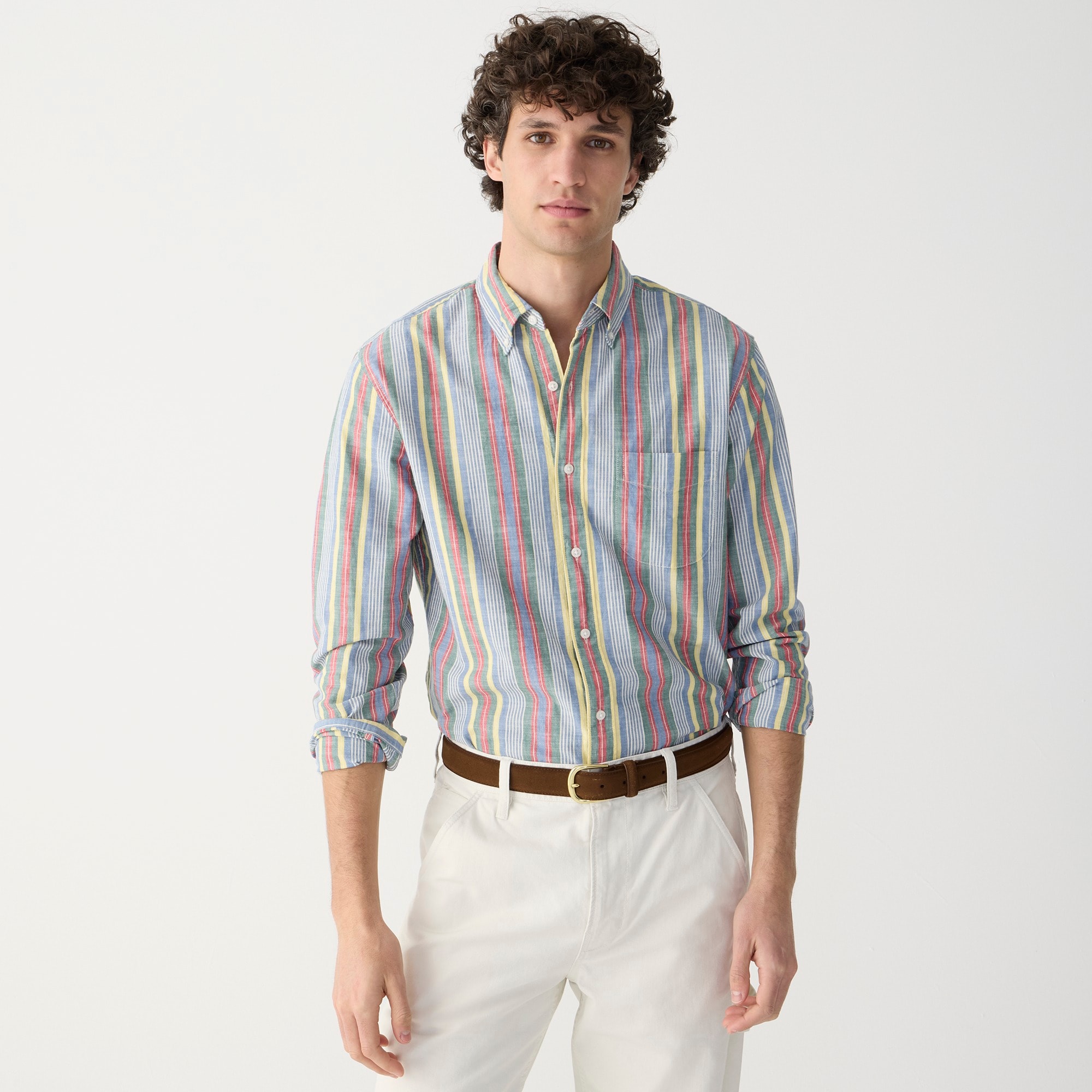 Jcrew Organic cotton indigo chambray shirt in stripe