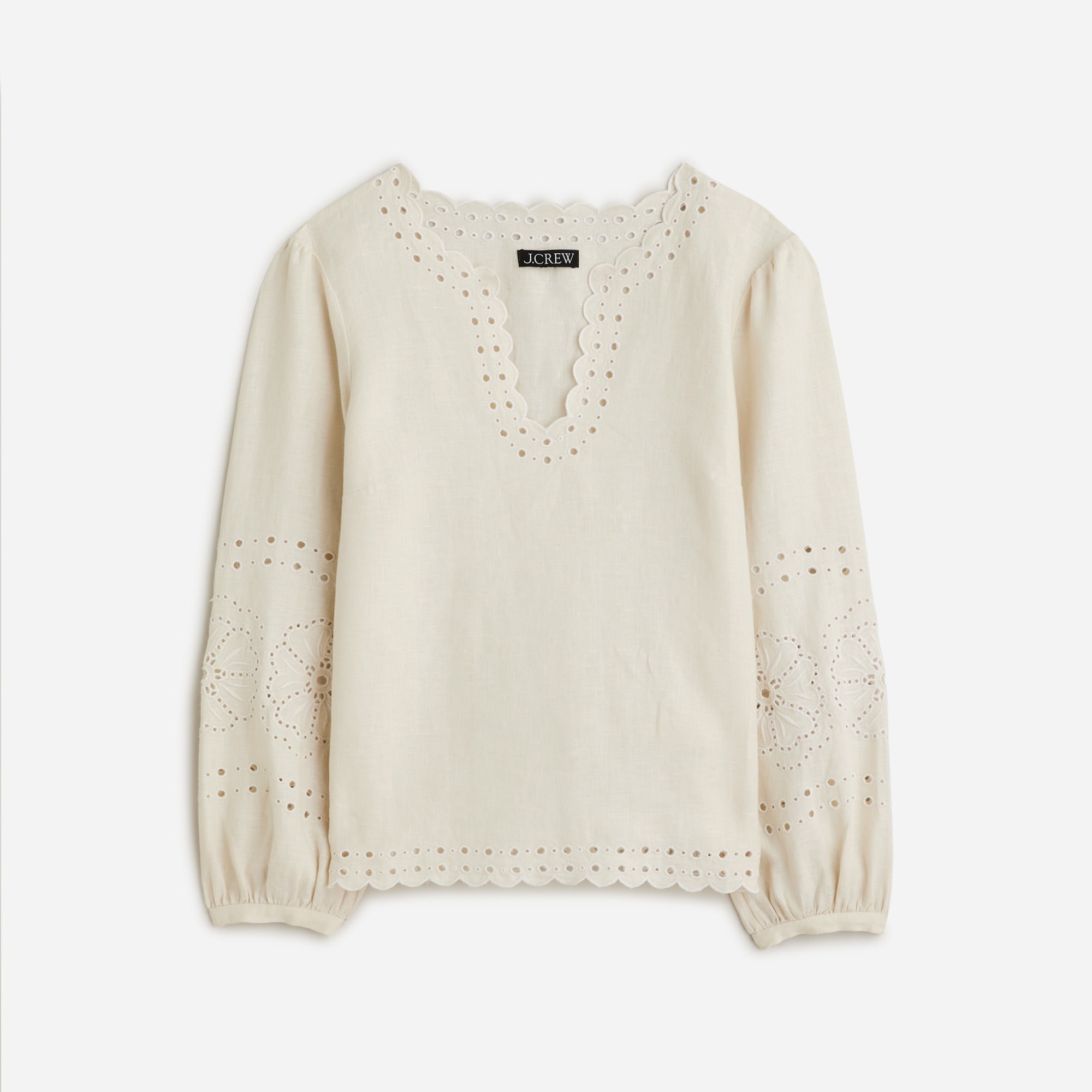 Jcrew Bungalow embroidered top in linen