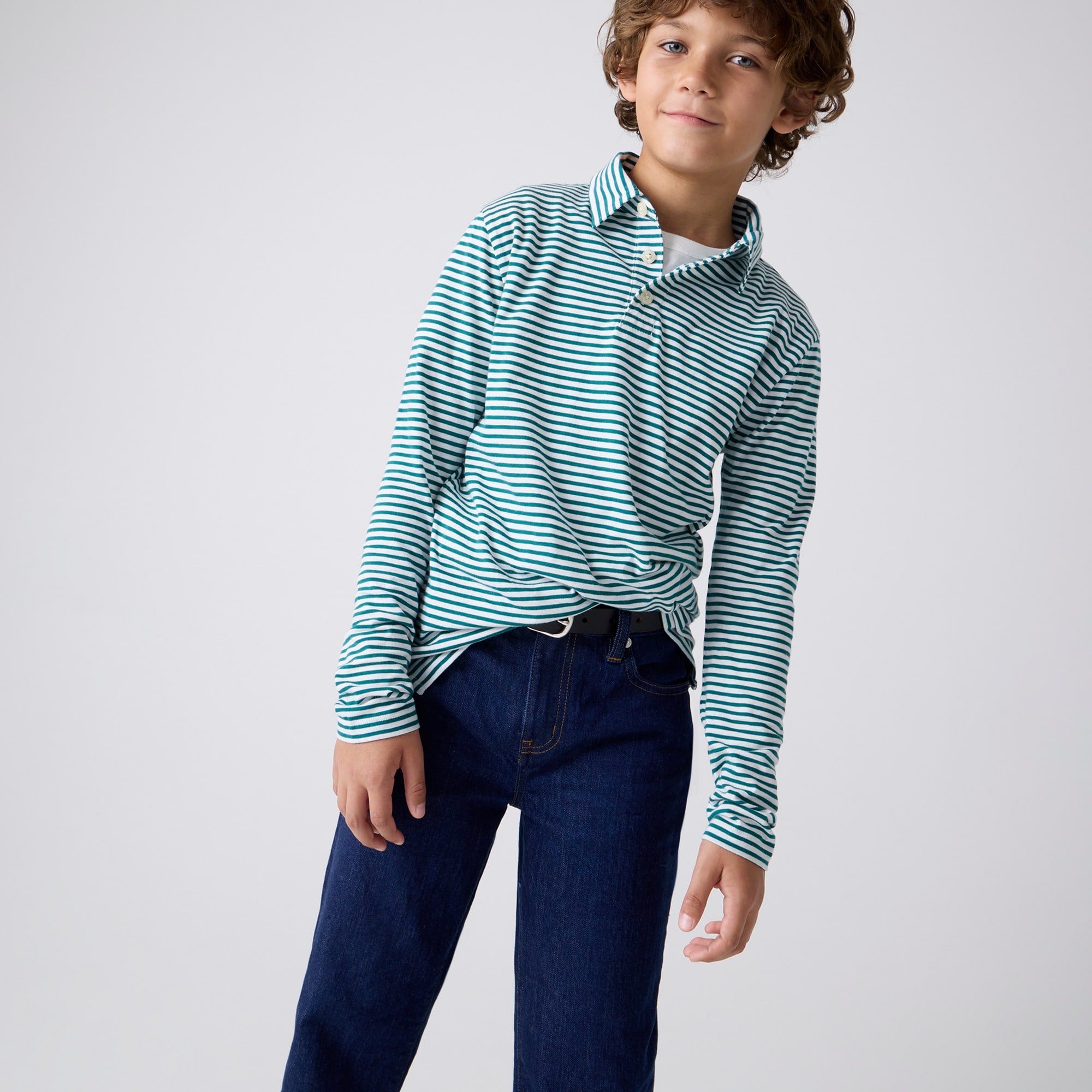 Jcrew Kids long-sleeve polo shirt in stripe