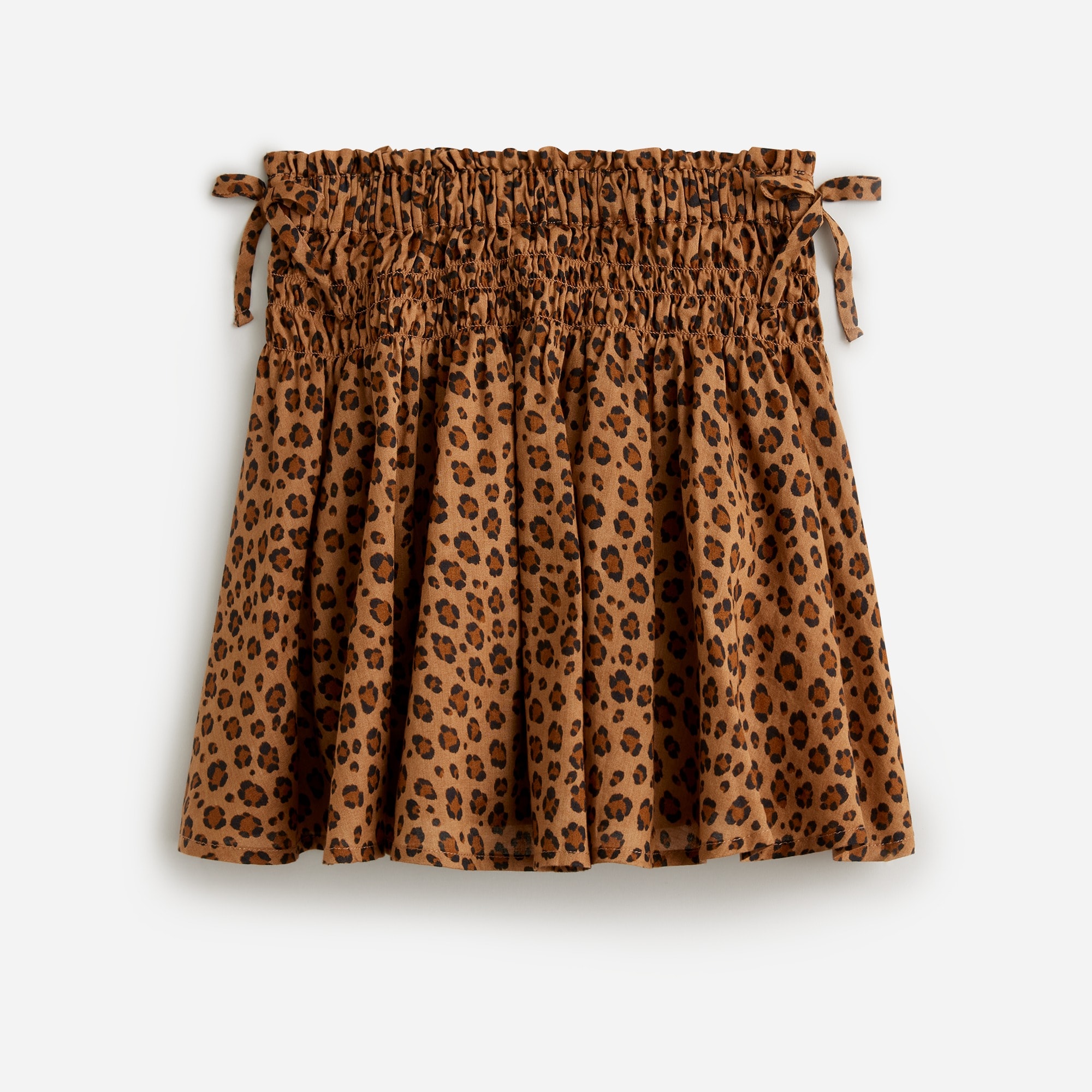 Jcrew Girls smocked-waist flouncy skirt in leopard print