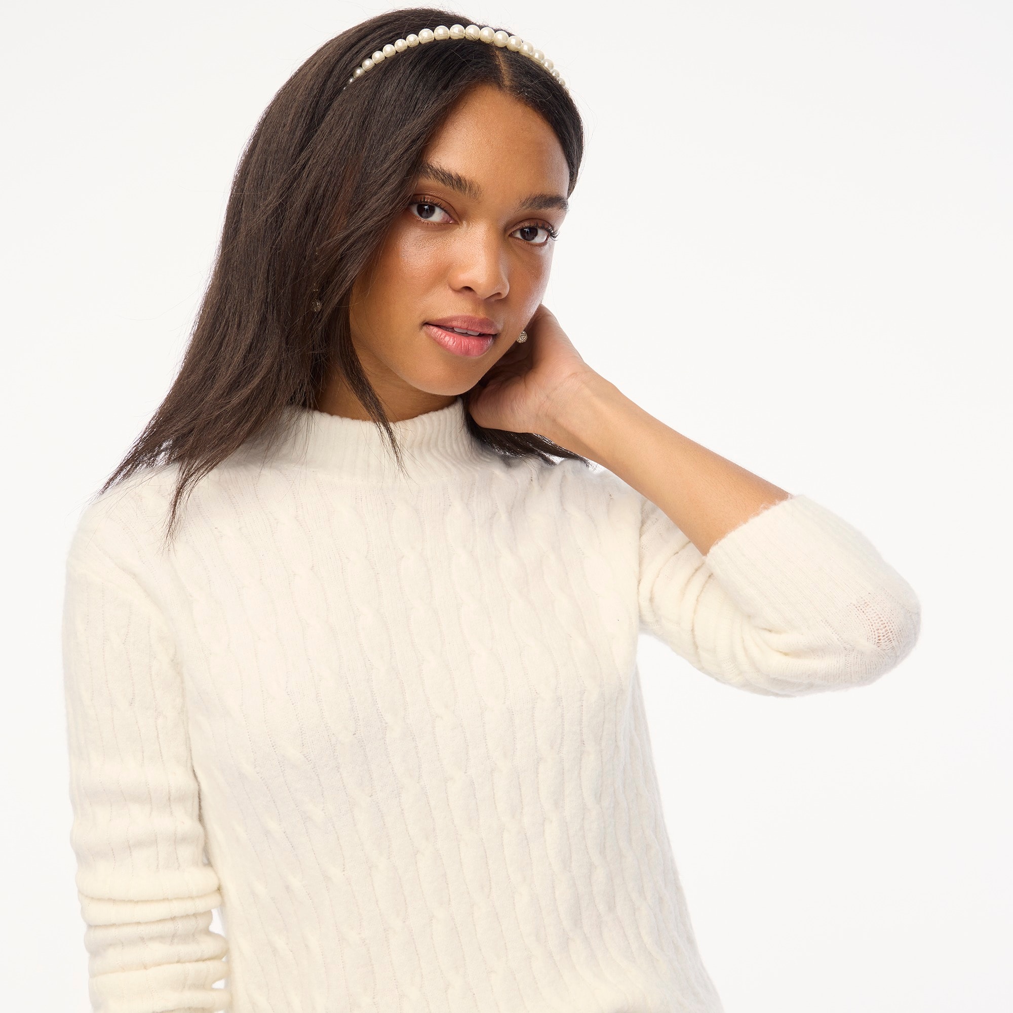 Jcrew Cable-knit mockneck sweater in extra-soft yarn