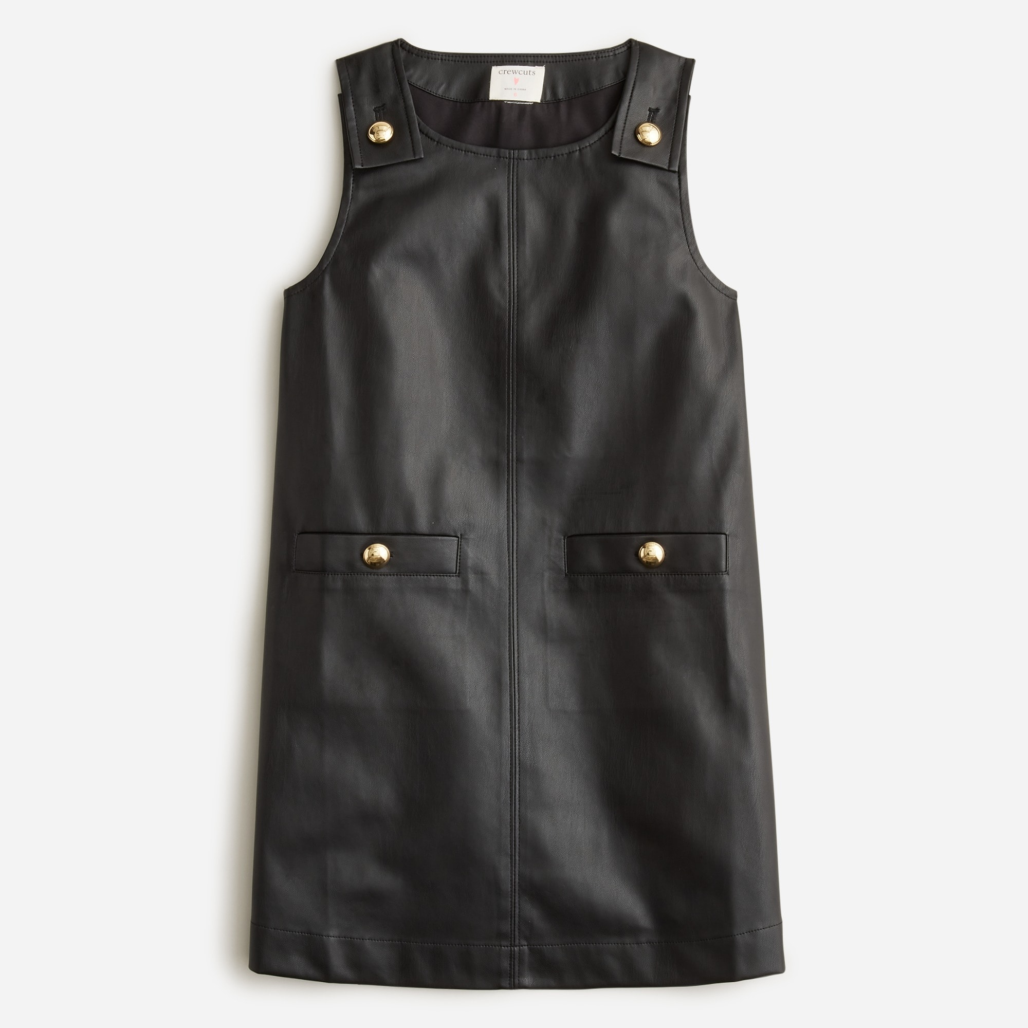 Jcrew Girls button-strap dress in faux leather