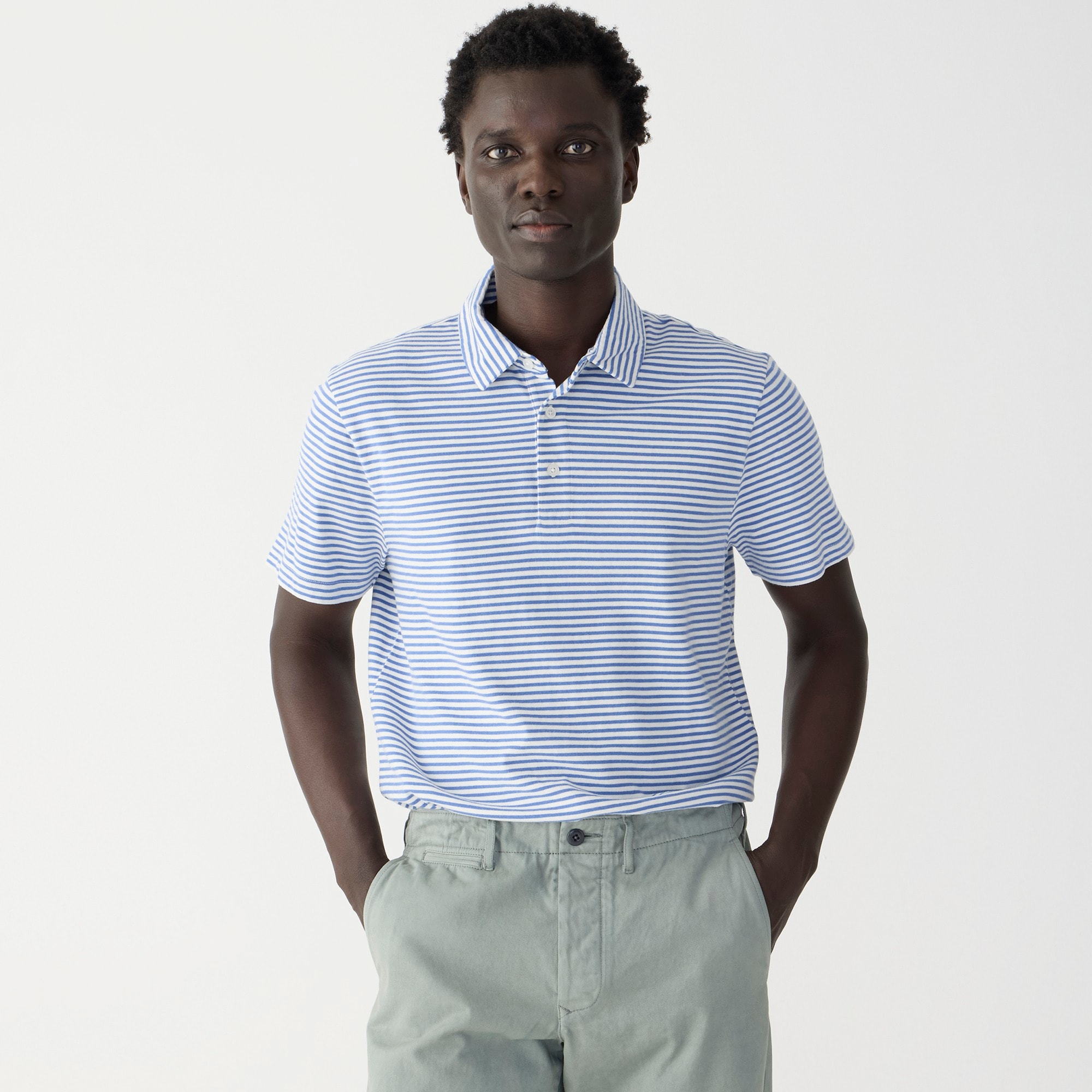 Jcrew Sueded cotton polo shirt in stripe