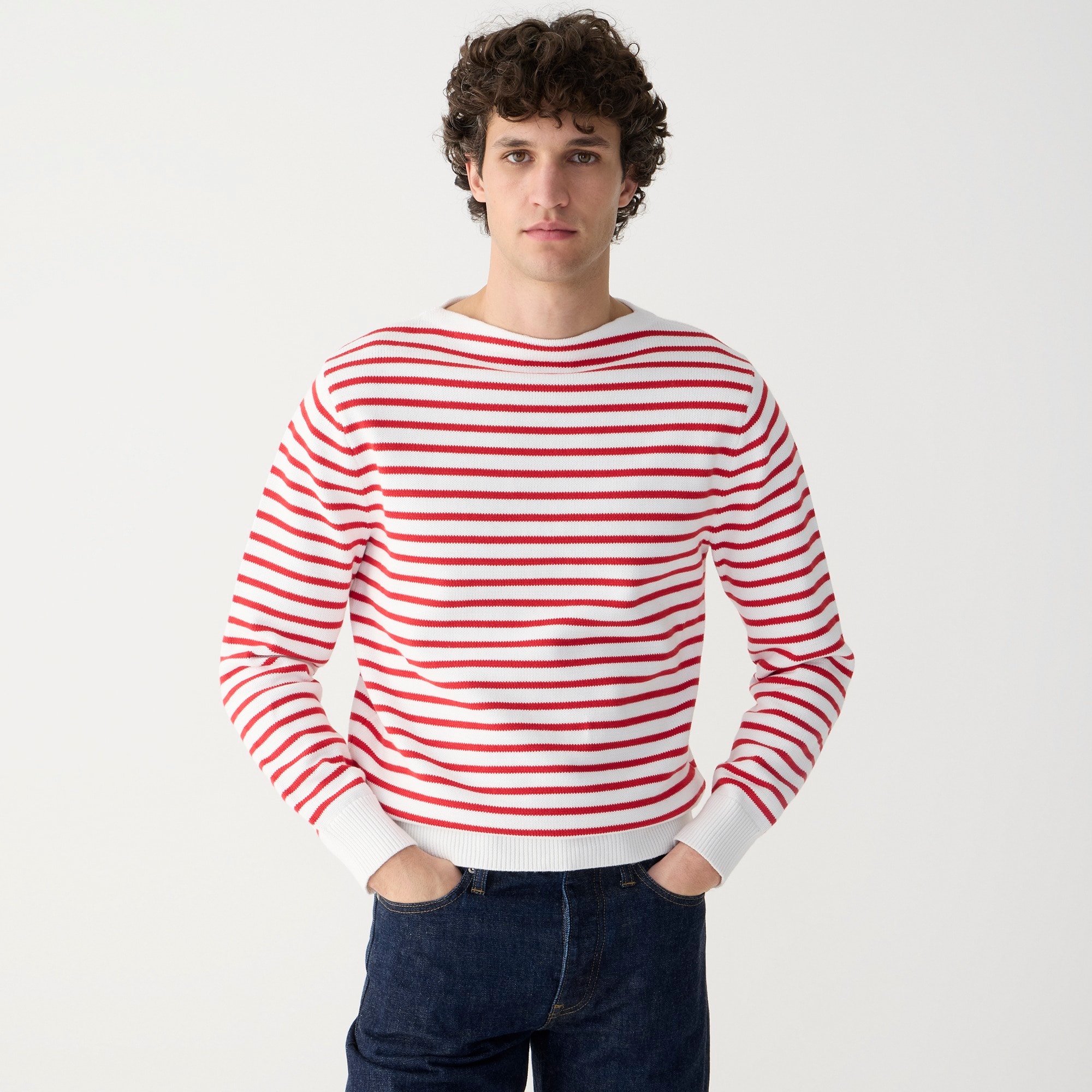 Jcrew Cotton boatneck sweater in stripe