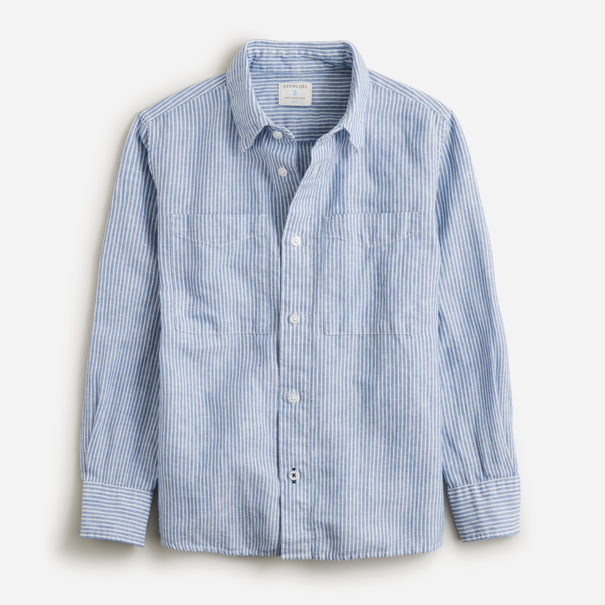 Jcrew Boys long-sleeve camp shirt in linen-cotton blend