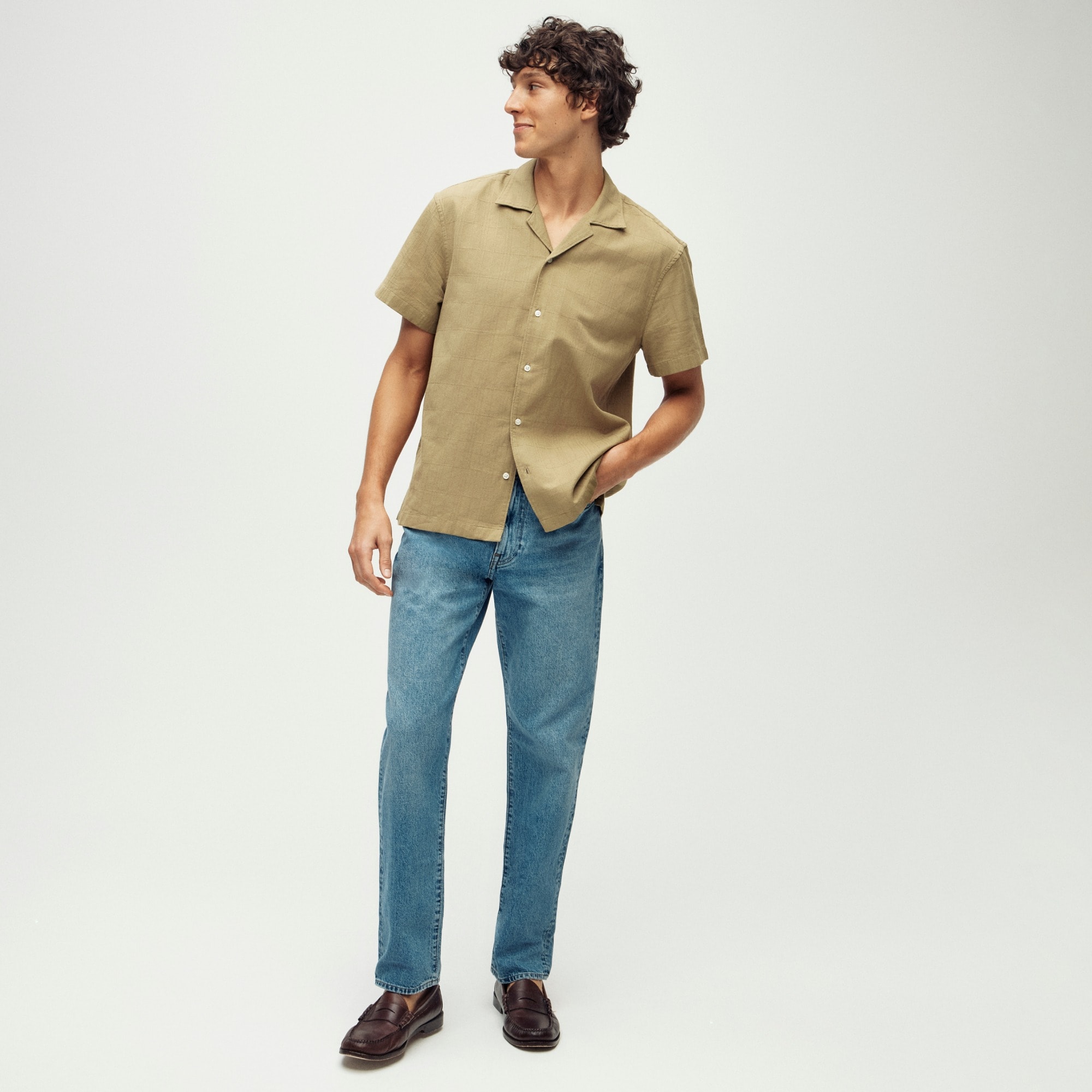 Jcrew Short-sleeve textured cotton camp-collar shirt