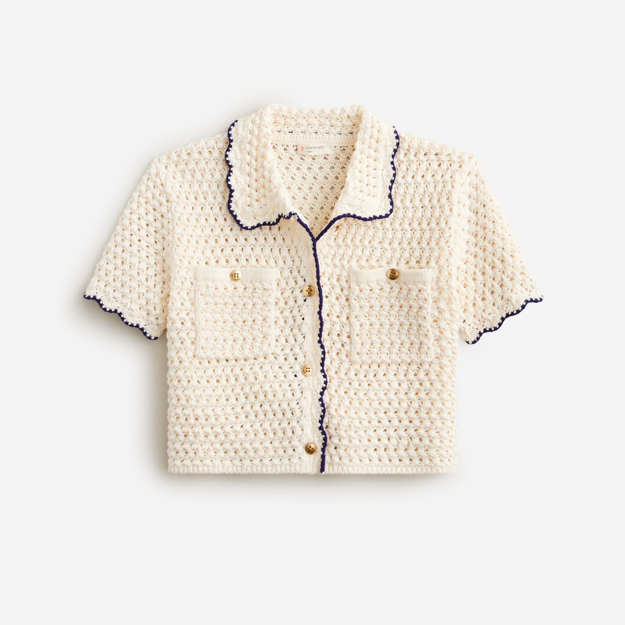 Jcrew Girls crochet button-up shirt