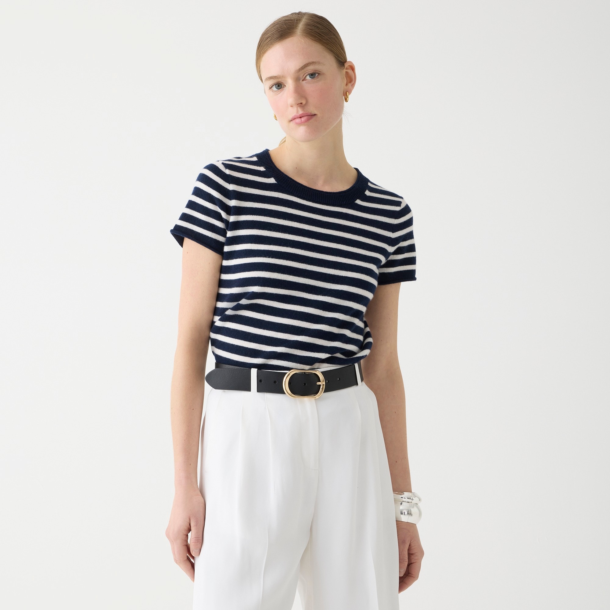 Jcrew Cashmere relaxed T-shirt in stripe