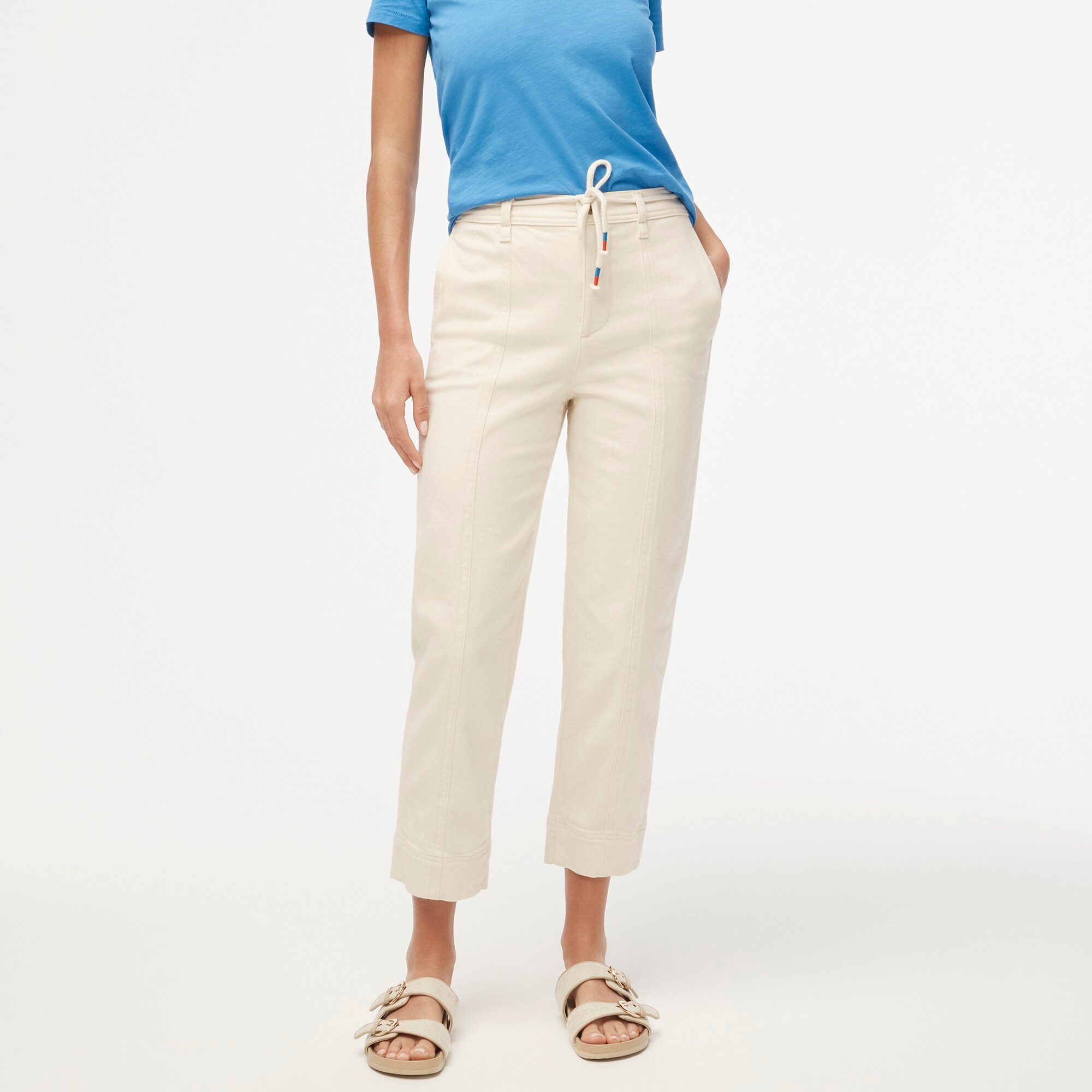 Jcrew Seamed straight-leg jean in all-day stretch with rope-tie waist