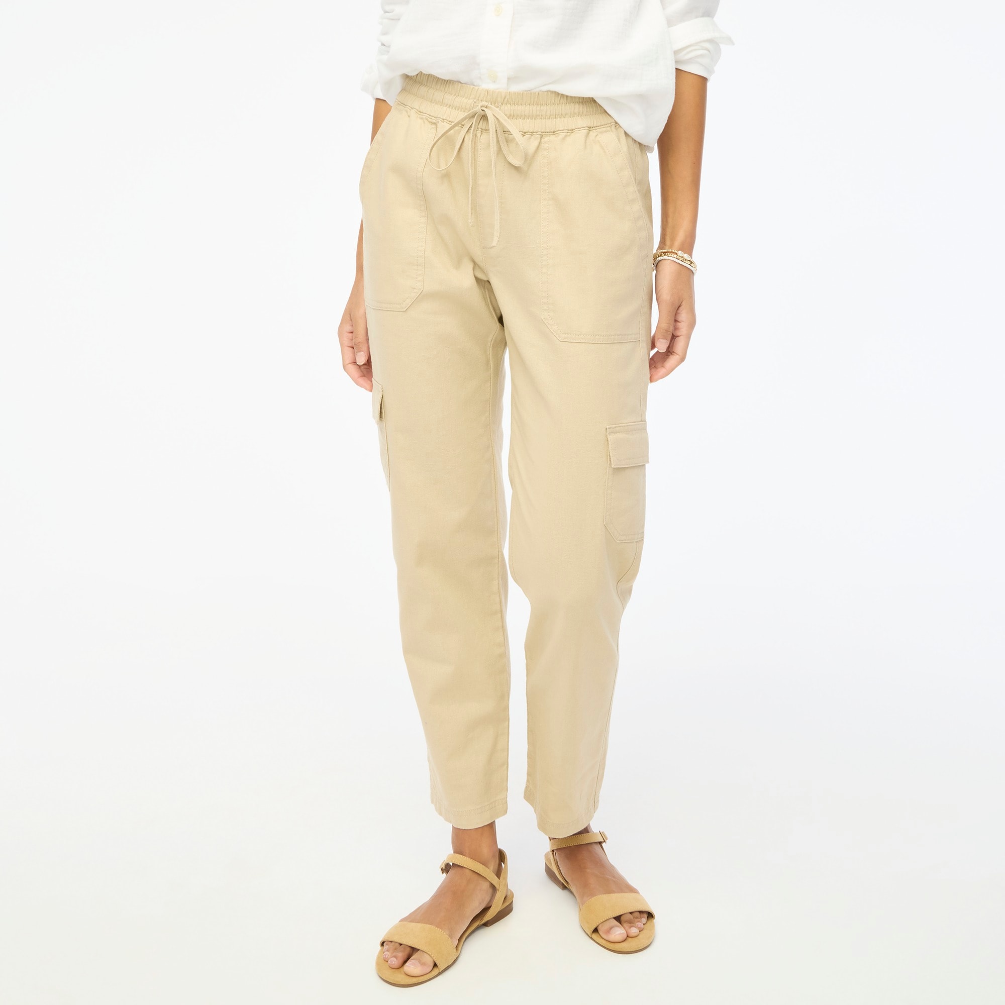 Jcrew Linen-blend cropped cargo pant