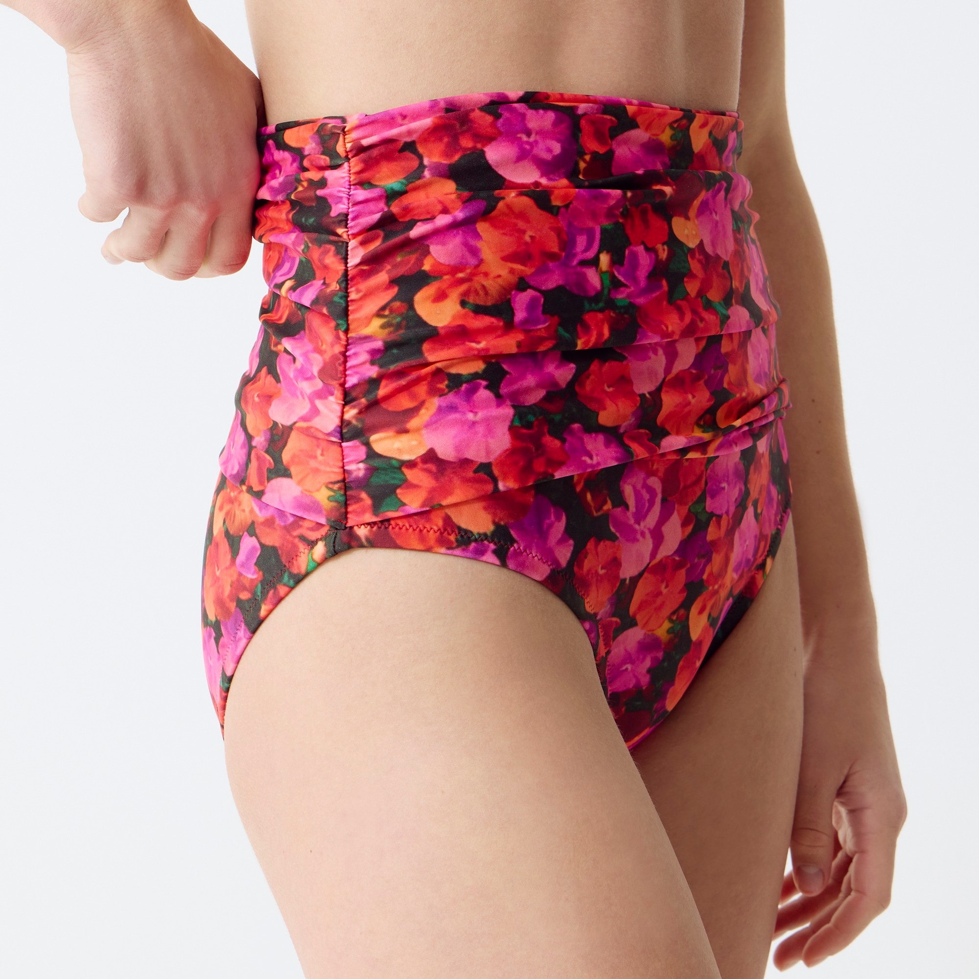 Jcrew Ruched high-rise bikini bottom in pansy floral