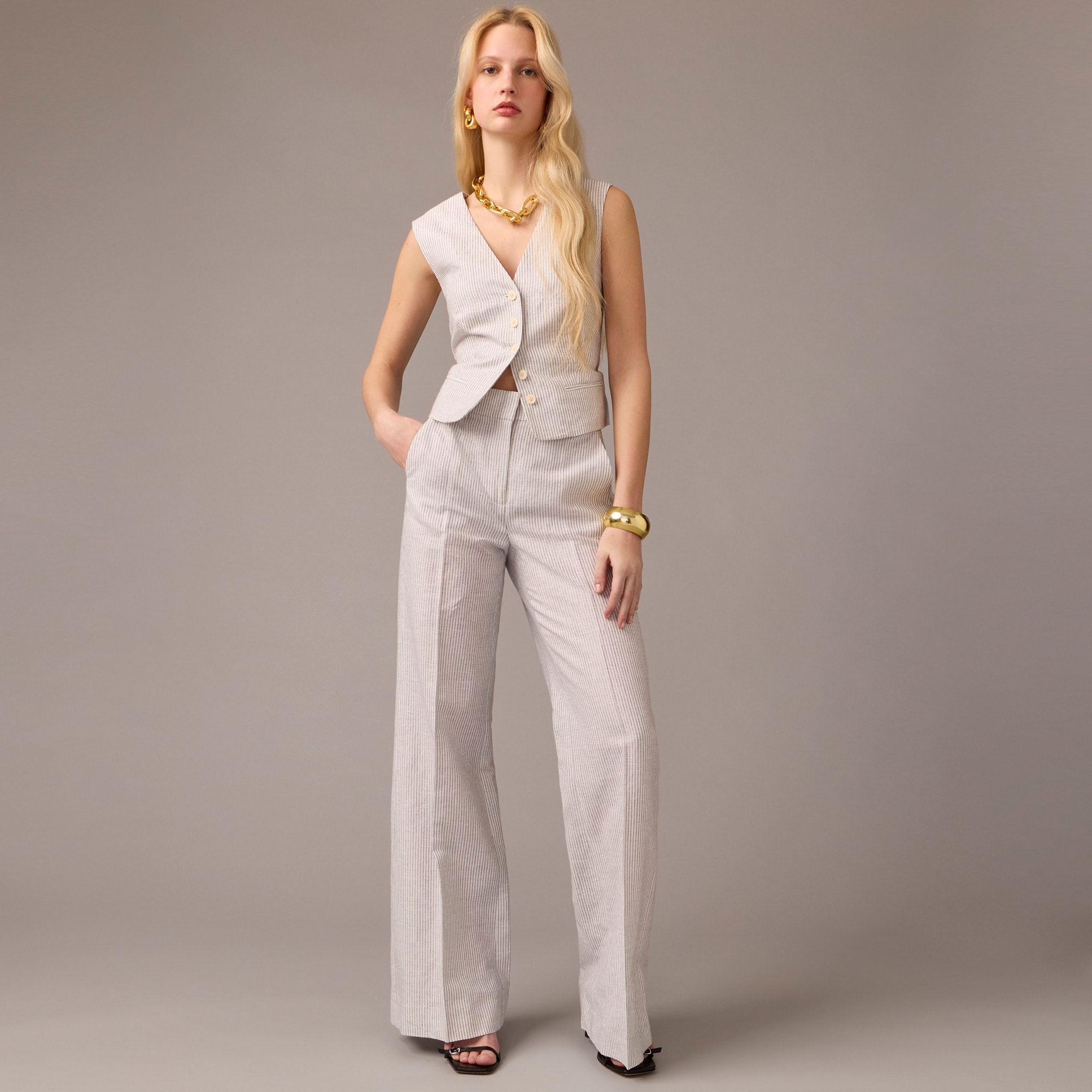 Jcrew Collection Carolina flare pant in Italian linen blend with Lurexu0026reg; metallic threads