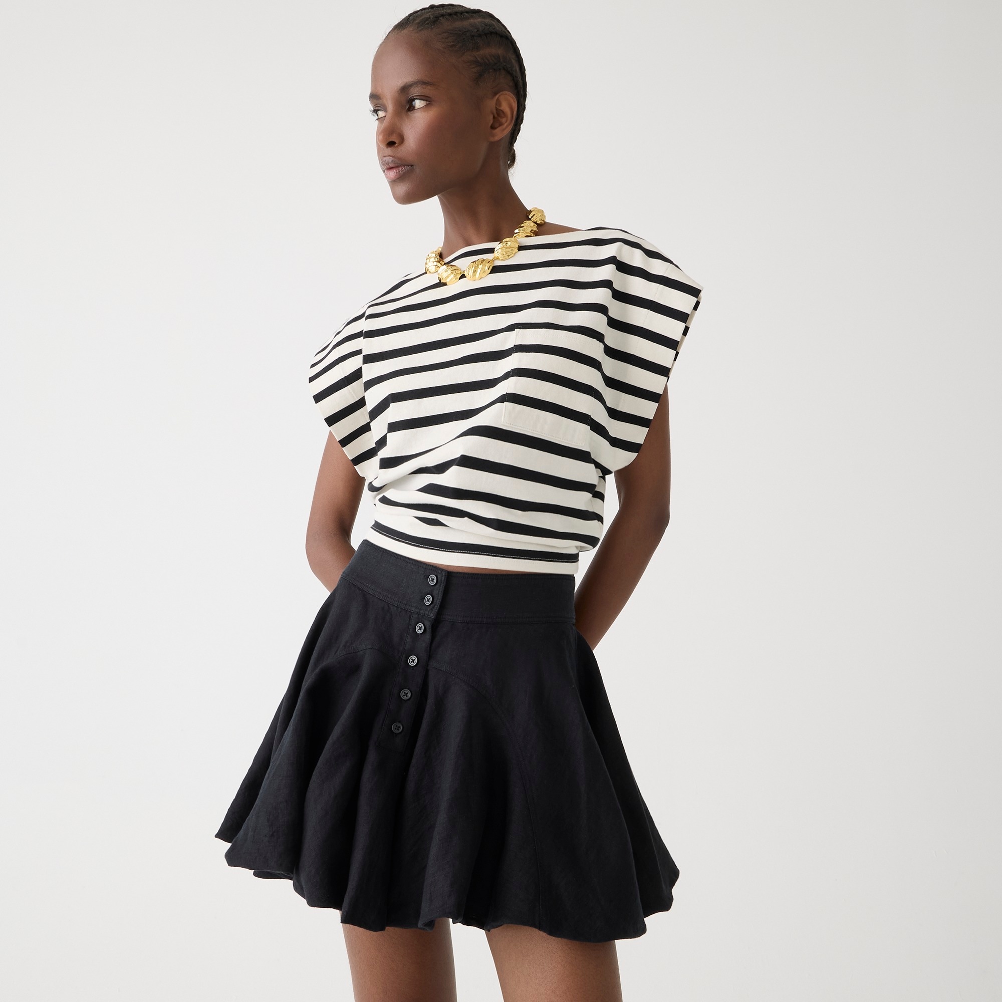 Jcrew Button-up mini skirt in linen