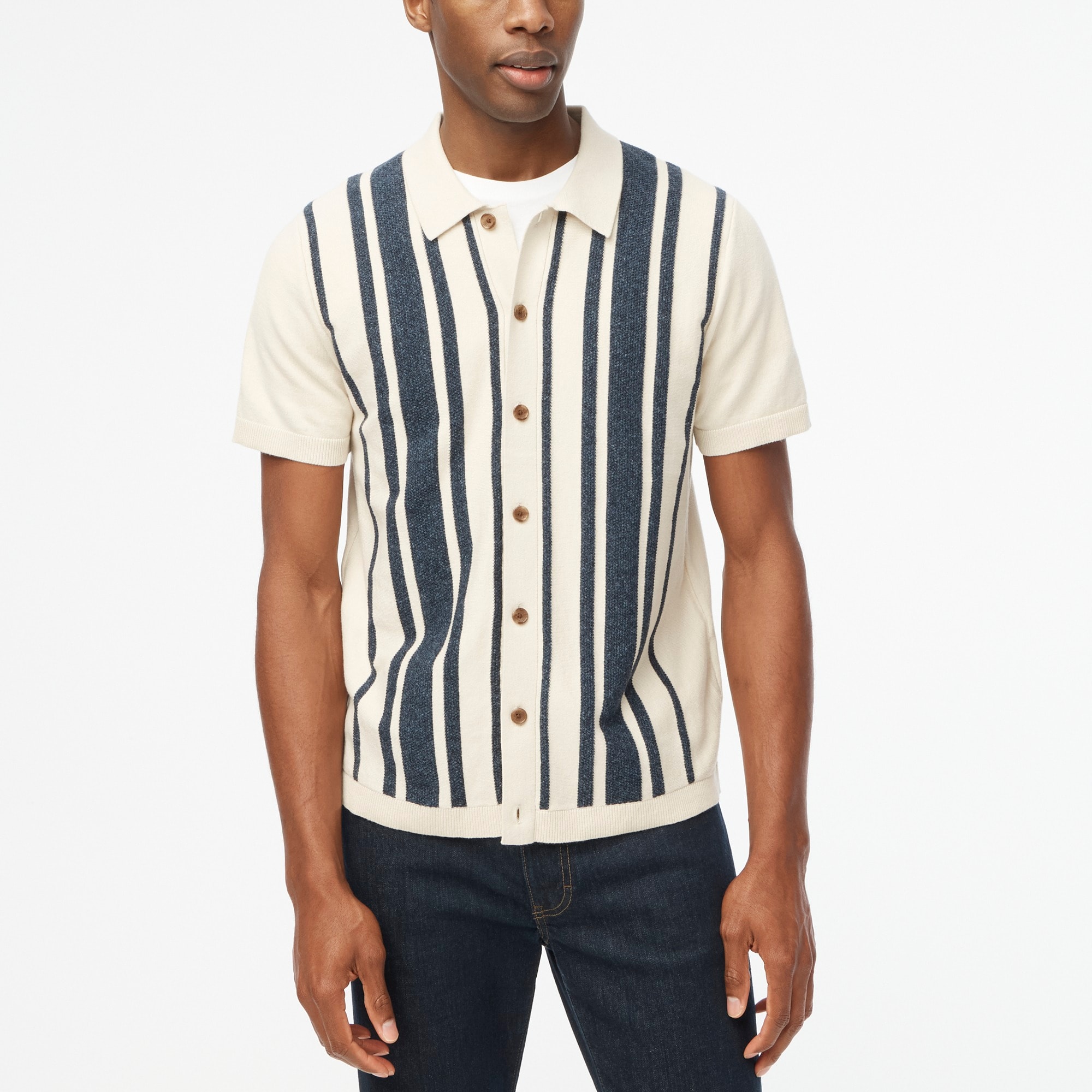 Jcrew Striped button-front polo shirt