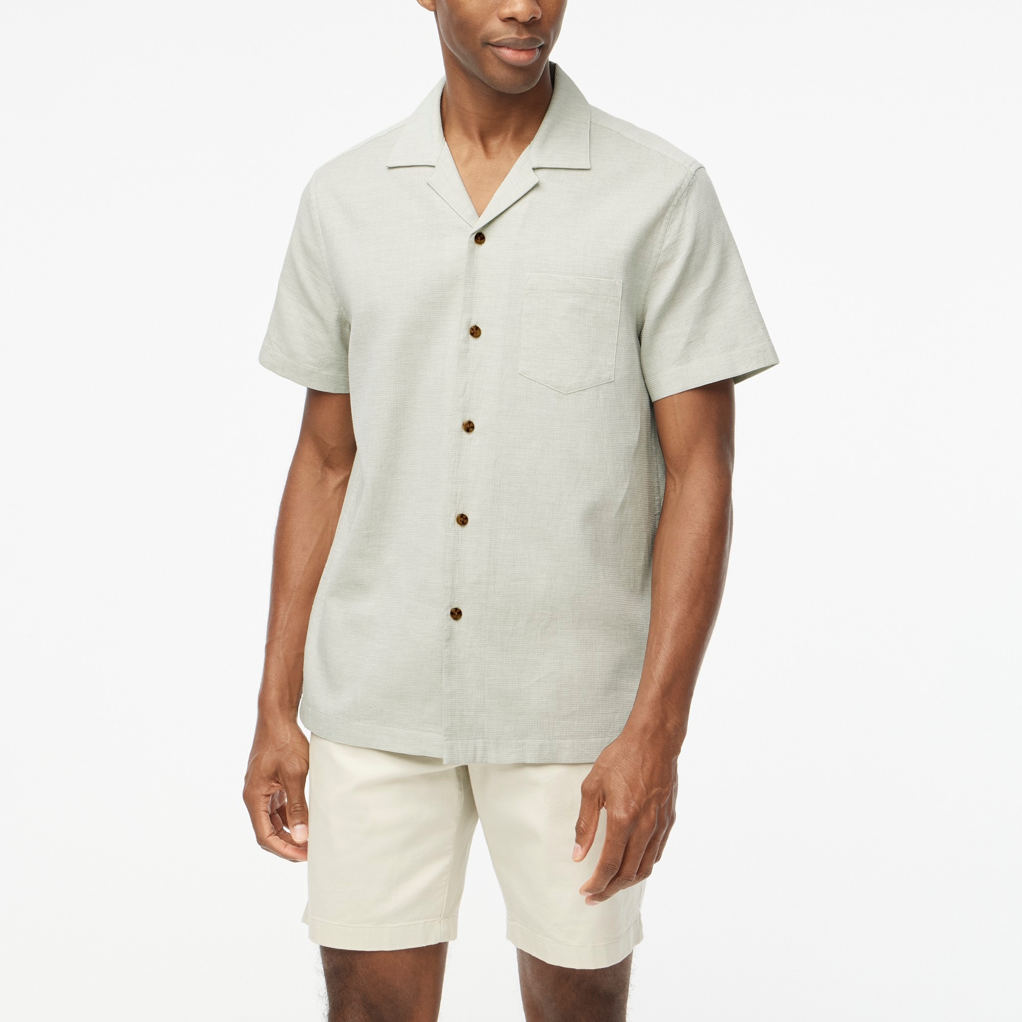 Jcrew Short-sleeve textured dobby camp shirt