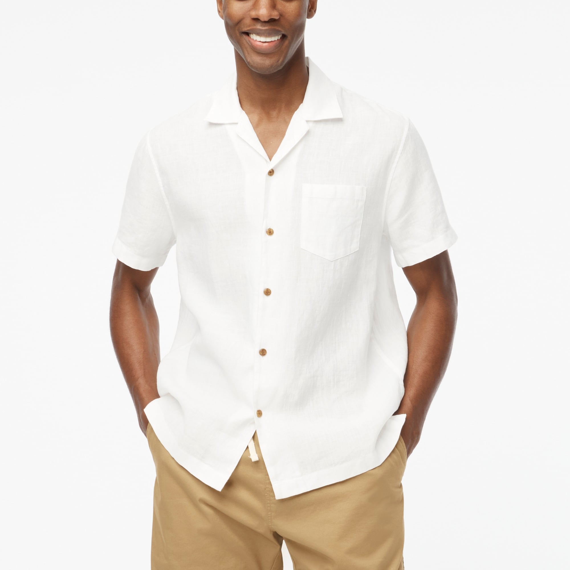 Jcrew Short-sleeve linen-blend camp shirt
